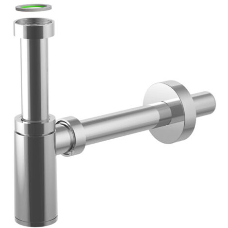 SIFONE SCARICO TONDO D'ARREDO IN ABS CROMATO SENZA PILETTA PER LAVABO MODELLO KING - ATTACCO PILETTA 11/4 - SCARICO ø32X250 MM  - BON