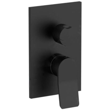 RUBINETTO MISCELATORE MONOCOMANDO INCASSO DOCCIA NERO OPACO 2 USCITE CON DEVIATORE MECCANICO SERIE T - 1/2 - NERO OPACO  - PAF