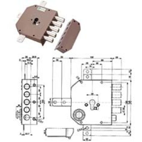 SERRATURA QUINTUPLICE APPLICARE SENZA SCROCCO CILINDRO EUROPEO 38640 mm ...