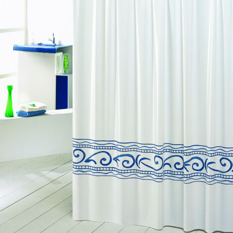 LB Tenda Doccia In Poliestere Rustico Legno Blu, 120x175 Cm, Impermeabile E Antimuffa, Con Ganci Inclusi, Corta Per Bagno, Stile Retrò