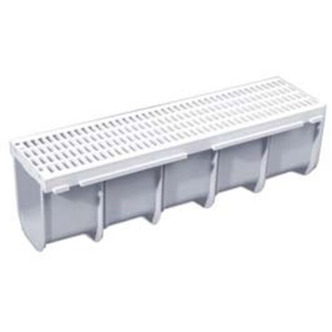 CANALETTA CON GRIGLIA COMPLETA IN POLIPROPILENE GRIGIA  cm.50x13x14h.