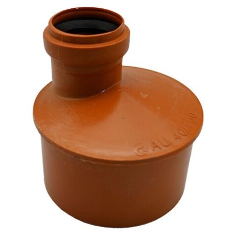 AUMENTO ECCENTRICO MASCHIO FEMMINA AD INNESTO IN PVC CON GUARNIZIONE RAL 8023 - ø40 F / ø100 M  RAL 8023