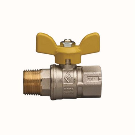VALVOLA A SFERA PER GAS A PASSAGGIO TOTALE FIL. MF  CON FARFALLA 1" DN 25 RB