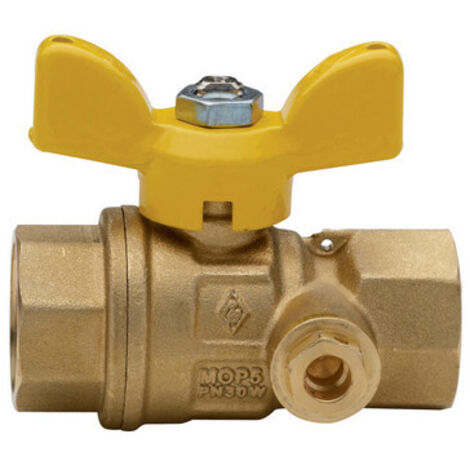 VALVOLA A SFERA PER GAS A PASSAGGIO TOTALE C/PRESA PRESSIONE FF 1" RB