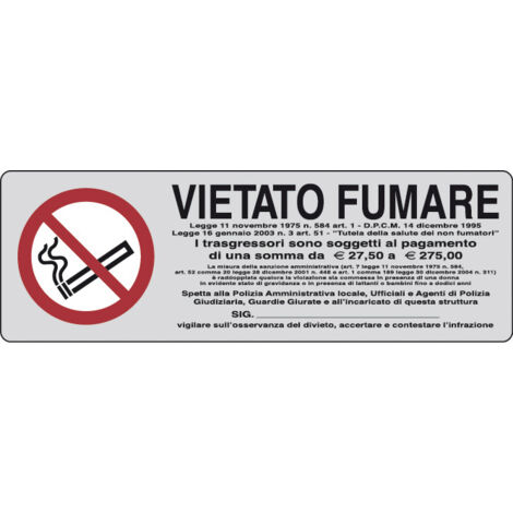 ETICHETTA ADESIVA 150X50 VIETATO FUMARE- 10,0 pz