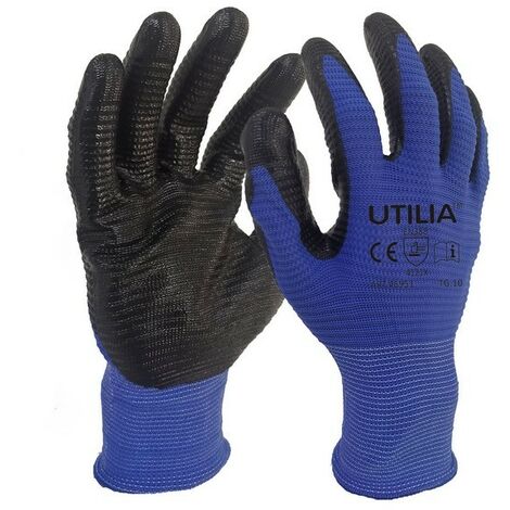 Utilia GUANTI IN NYLON/NITRILE Col. blu/nero tg. 9 Utilia 12 PA