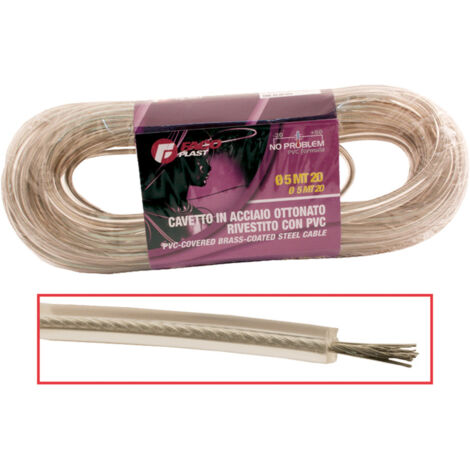 C8SW Cavo Stendibiancheria 25 M In Acciaio Plastificato – Diametro 3,5 Mm, Antiruggine, Tagliabile Per Interni Ed Esterni