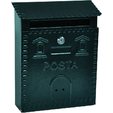 Cassetta Postale Relaxdays In Ferro - Nero, Dimensioni 41x37x16 Cm, Tetto Spiovente, Con Serratura