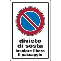 Targa segnaletica divieto sosta passo libero pp cm 20x30 (10 pezzi)