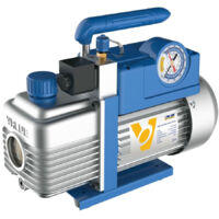 POMPA VUOTO DOPPIO STADIO CON ELETTROVALVOLA E VACUOMETRO MODELLO V-I - MOD.V-I220-R32. PORTATA 51L/MIN - DIM.318X124X237 MM - GER