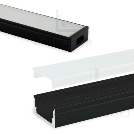 PROFILO PER LED RETTANGOLARE OSSIDATO NERO CON COPERTURA OPACA BARRA 3,0 MT