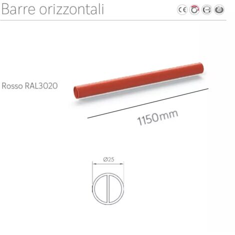 BARRA PER MANIGLIONE ANTIPANIC COD.1100/2/R MM1150 ROSSA TONDA RAL3020