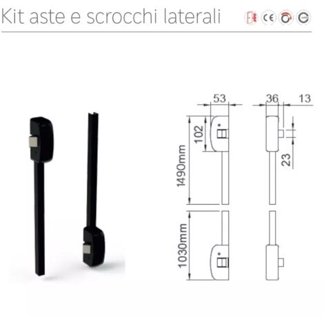 KIT ASTE E SCROCCHI ANTIPANIC CHIUSURA LATERALE art. 455T FINITURA NERO RAL 9005