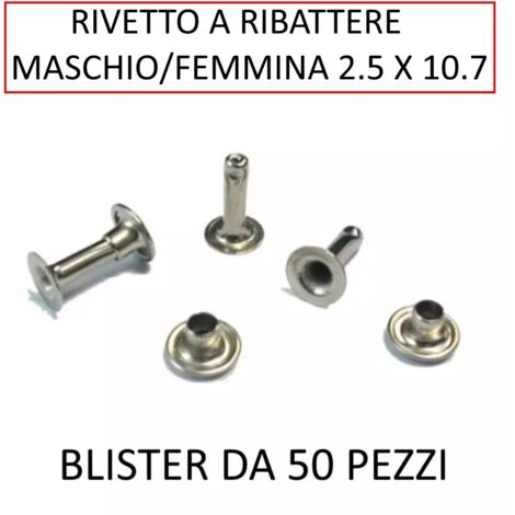 RIVETTO RIBATTERE MASCHIO FEMMINA 2.5 x 10.7 ( CONF. 50 PZ) (1/2)