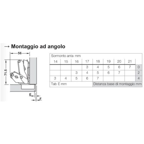 CERNIERA HAFELE METALLA 155° PIANA NERA AMMORTIZZATA (1/3)