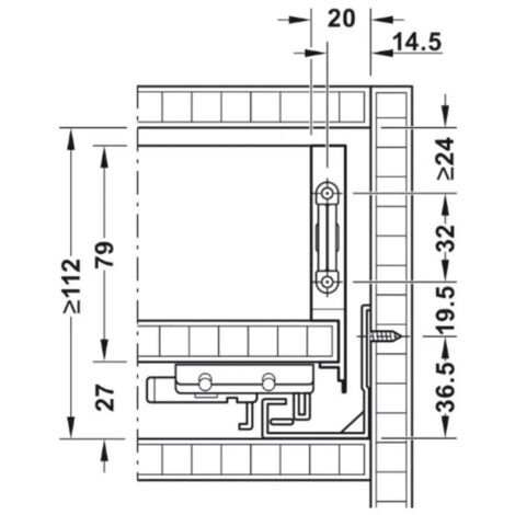 SPONDINE HAFELE MATRIX BOX SLIM A 89 mm ANTRACITE Lunghezza : 350 mm