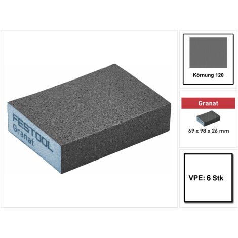 201082 Festool Blocco abrasivo Granat 69x98x26 120 GR/6