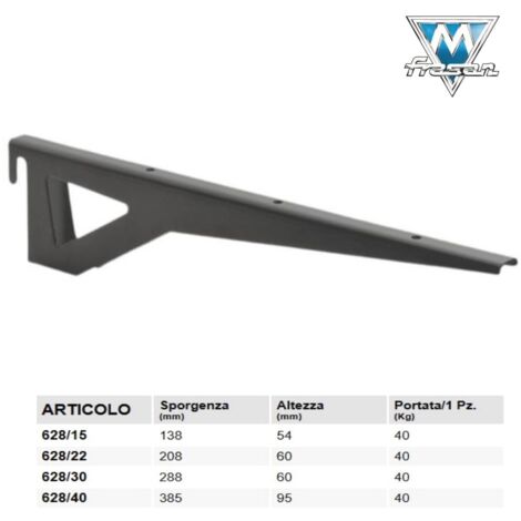 MENSOLA NERA ART.628 PER CREMAGLIERA ART.620  LUNGHEZZA 40 CM