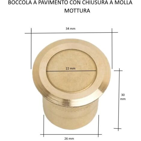 BOCCOLA PAVIMENTO MOTTURA IN OTTONE PER ASTE DIAMETRO 18 MM CON MOLLA