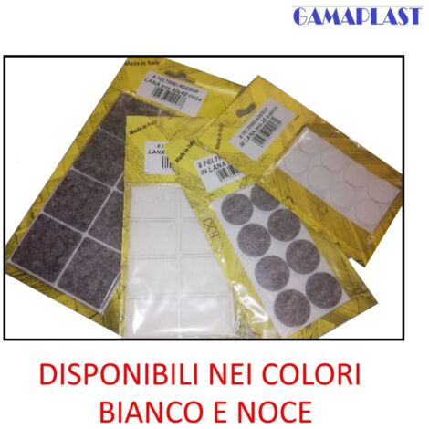 FELTRINI ADESIVI IN BLISTER DA 8 PEZZI COLORE NOCE E BIANCO  DIAMETRO 24 mm - COLORE BIANCO