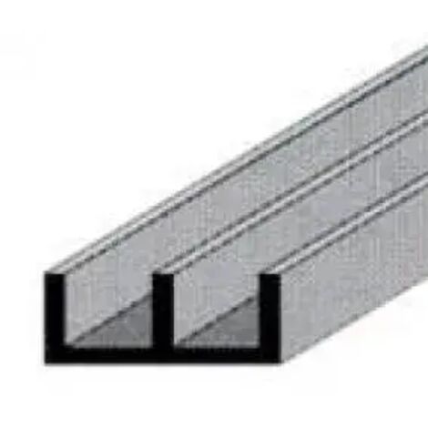 PROFILO DOPPIA U IN ALLUMINIO ANODIZZATO IN BARRE DA 2 METRI LARGHEZZA 16 mm - ALTEZZA 12 mm - SPESSORE 1 mm