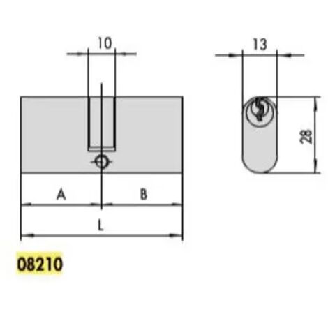 CILINDRO OVALE CISA 08210 IN OTTONE  LUNGHEZZA TOTALE 40 MM (A:20 B:20)