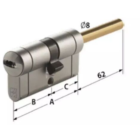 Cilindro Mottura C28 Plus con Catenaccio Regolabile per Pomoletto, Misure: A 67 mm, B 36 mm, C 31 mm
