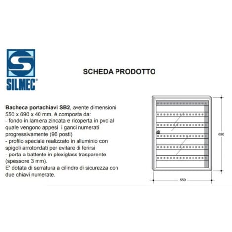 BACHECA SILMEC PORTA CHIAVI SB2 96 POSTI COD.40-213.52/AG