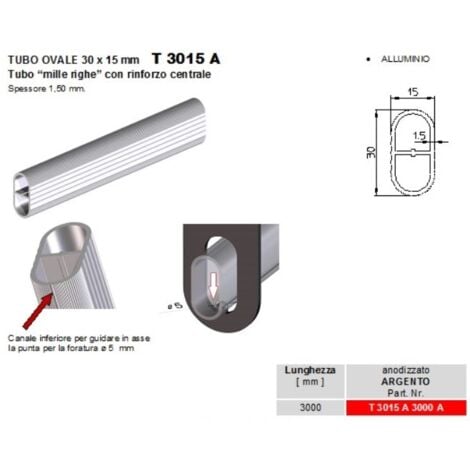 Tubo appendiabiti ovale cromolucido mt 3