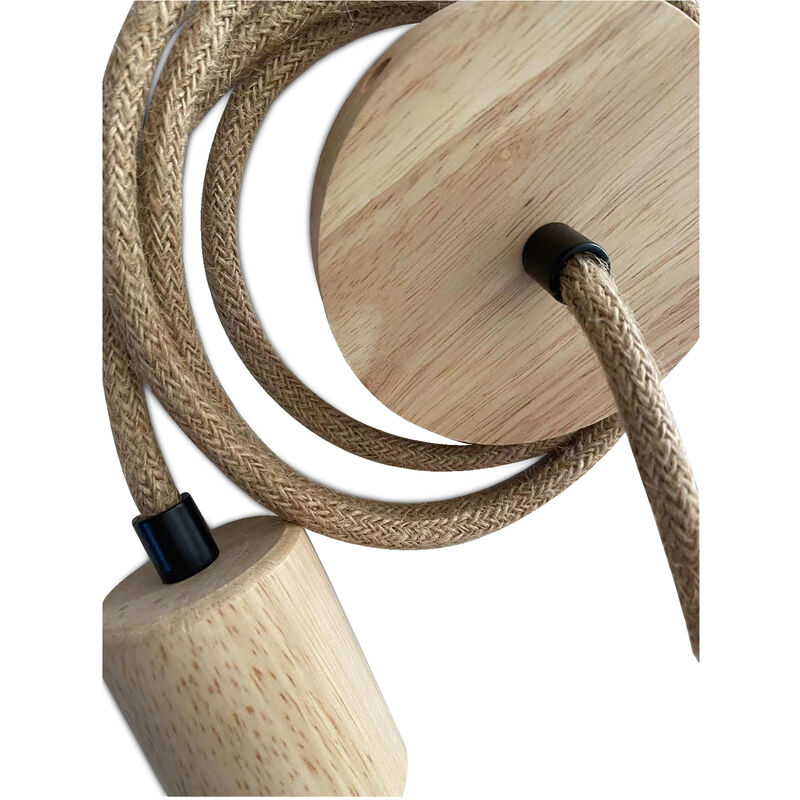 Cable Lámpara Colgante en yute y madera- 200cm - Hanz