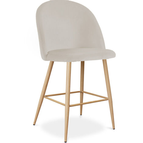 Taburete Tapizado en Terciopelo - Diseño Escandinavo - 66cm - Evelyne