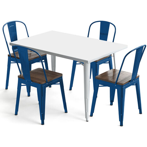 Pack 6 sillas de comedor Salón Tela Retro Vintage Moderno Eiffel Patchwork  Azul