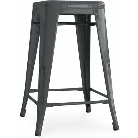 Taburete de Bar - Diseño Industrial - 60cm - New Edition - Stylix Negro -  Acero