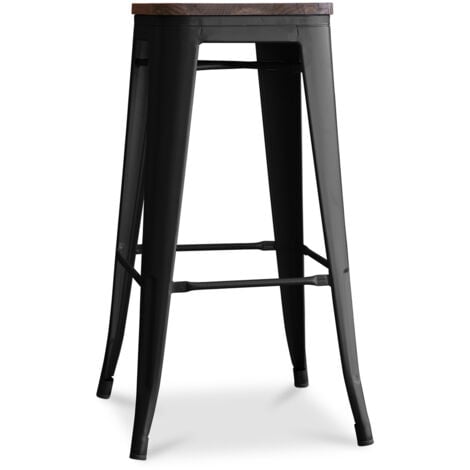 Taburete de Bar - Diseño Industrial - 60cm - New Edition - Stylix Negro -  Acero