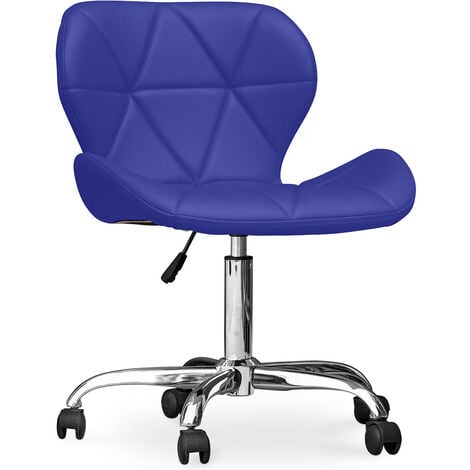 Silla de escritorio sin brazos sin ruedas, silla giratoria acolchada,  moderna, bonita, ergonómica, silla de oficina giratoria de piel sintética  con