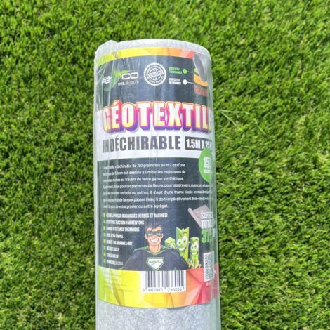 150grs 1.5Mx25M soit 37.50m2 Rouleau de Geotextile GRIS MGS