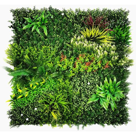 Plaque végétale artificielle fond fougères - décoration murale - 100x100cm vert