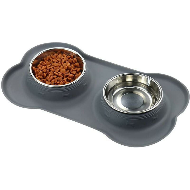 Ciotola in acciaio inox con base in silicone antiscivolo per cani e