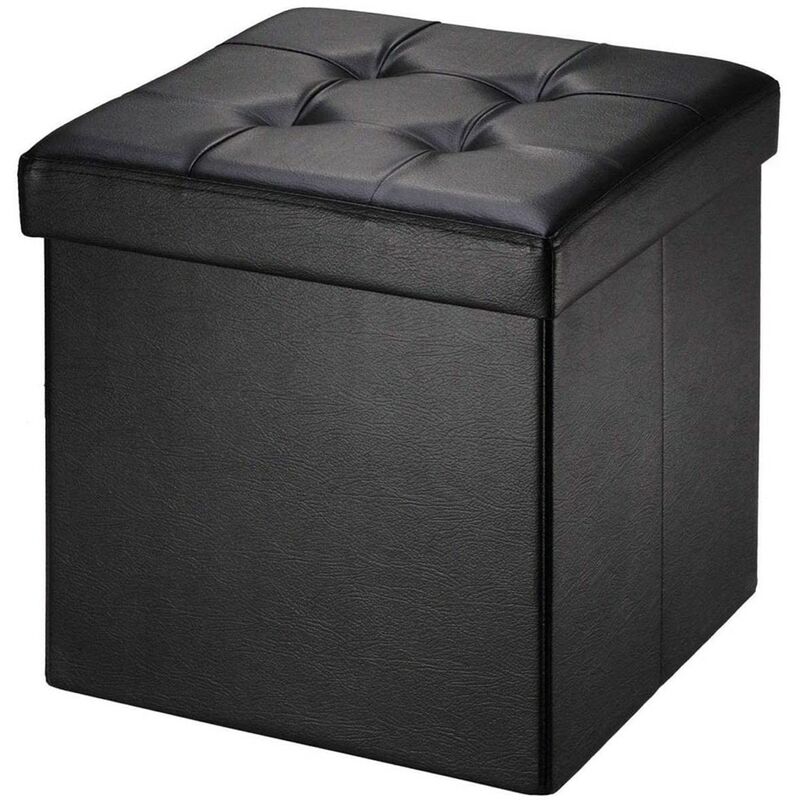 Poggiapiedi Ottoman Cube Pouf con contenitore 38 x 38 x 38 cm Nero Offerta  esclusiva