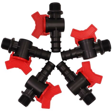 Valvola di commutazione per irrigazione a goccia 16 mm x 3/4”, rubinetto confezione da 5 unità. Offerta esclusiva