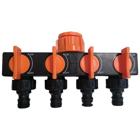 Adattatore Per Rubinetto 4 Uscite – Connettore Da 3/4'' O 1'' Con Valvole Indipendenti, Per Tubi Da 16 Mm O 15/19 Mm, Irrigazione