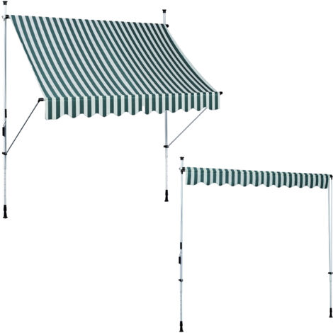 Canopée – Store banne manuel 300 x 120 cm – Auvent de terrasse sans perçage – Protection solaire réglable – Toile polyester 220 gr/m² traitée UV50+