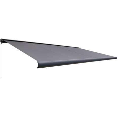 Canopée Store Banne Motorisé et Manuel Ombra 6x3.5m - LED Intégré - Gris - Double Commande