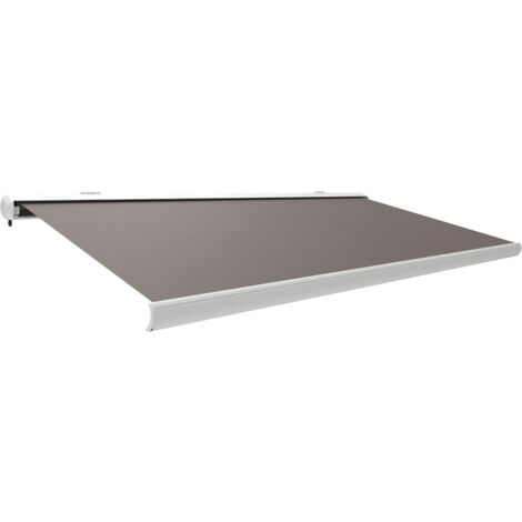 Canopée Store Banne Motorisé et Manuel Ombra 5x3.5m - LED Intégré - Blanc/Taupe - Double Commande