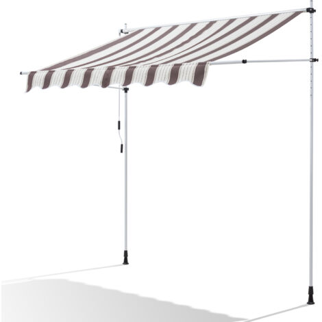 Canopée Store Banne Manuel 200 x 150 cm - Auvent de Terrasse sans Perçage - Protection Solaire Réglable avec Manivelle - Beige et marron