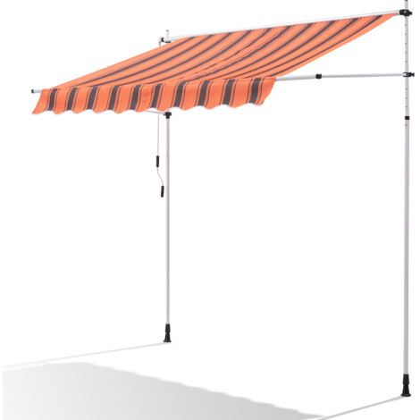 Canopée Store Banne Manuel 200 x 150 cm - Auvent de Terrasse sans Perçage - Protection Solaire Réglable avec Manivelle - Rouge et noir