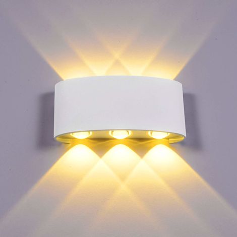 Wandlampe LED Innen Außen Wandleuchte Warmweiß Modern 6W Up and Down aus Aluminium Warmweiß