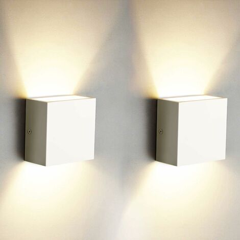 2 Stück 6W Moderne LED Wandlampe Warmweiß Kreative Weiß Würfel Stil Deckenlampe Einfacher Nordisch Minimalistischer Wandleuchte für Loft Corridor Treppe Schlafzimmer