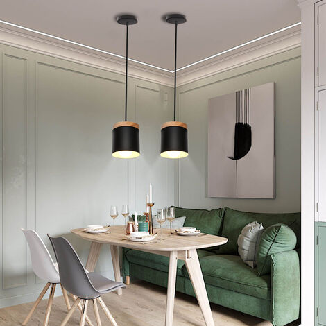 E27 Moderne Pendelleuchte Nordisch (Schwarz) Deckenleuchte Hängelampe Esszimmer Retro Küche Büro Schlafzimmer für Metall