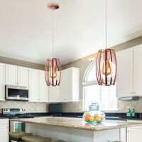 Hängeleuchte Industrie Anhänger Käfig form Vintage Lampe Retro Lichter für Home Loft Küche Wohnzimmer und Schlafzimmer (Rose Gold)
